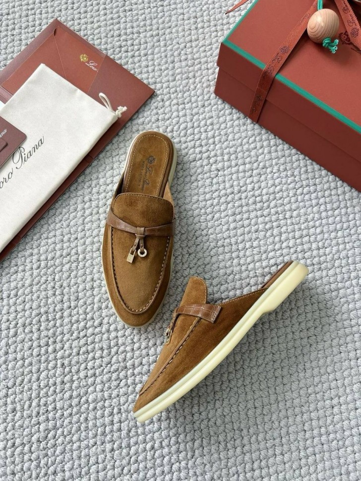 Мюли Loro Piana Open Walk с тиснением под кроко
