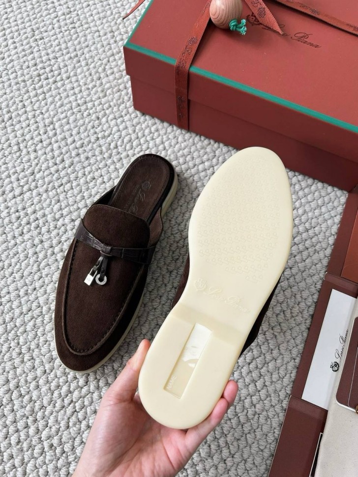 Мюли Loro Piana Open Walk с тиснением под кроко