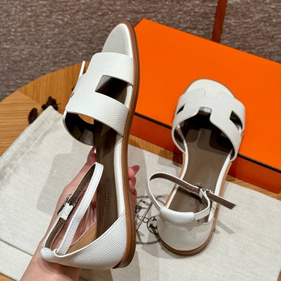 Босоножки Hermes Santorini Blanc Epsom