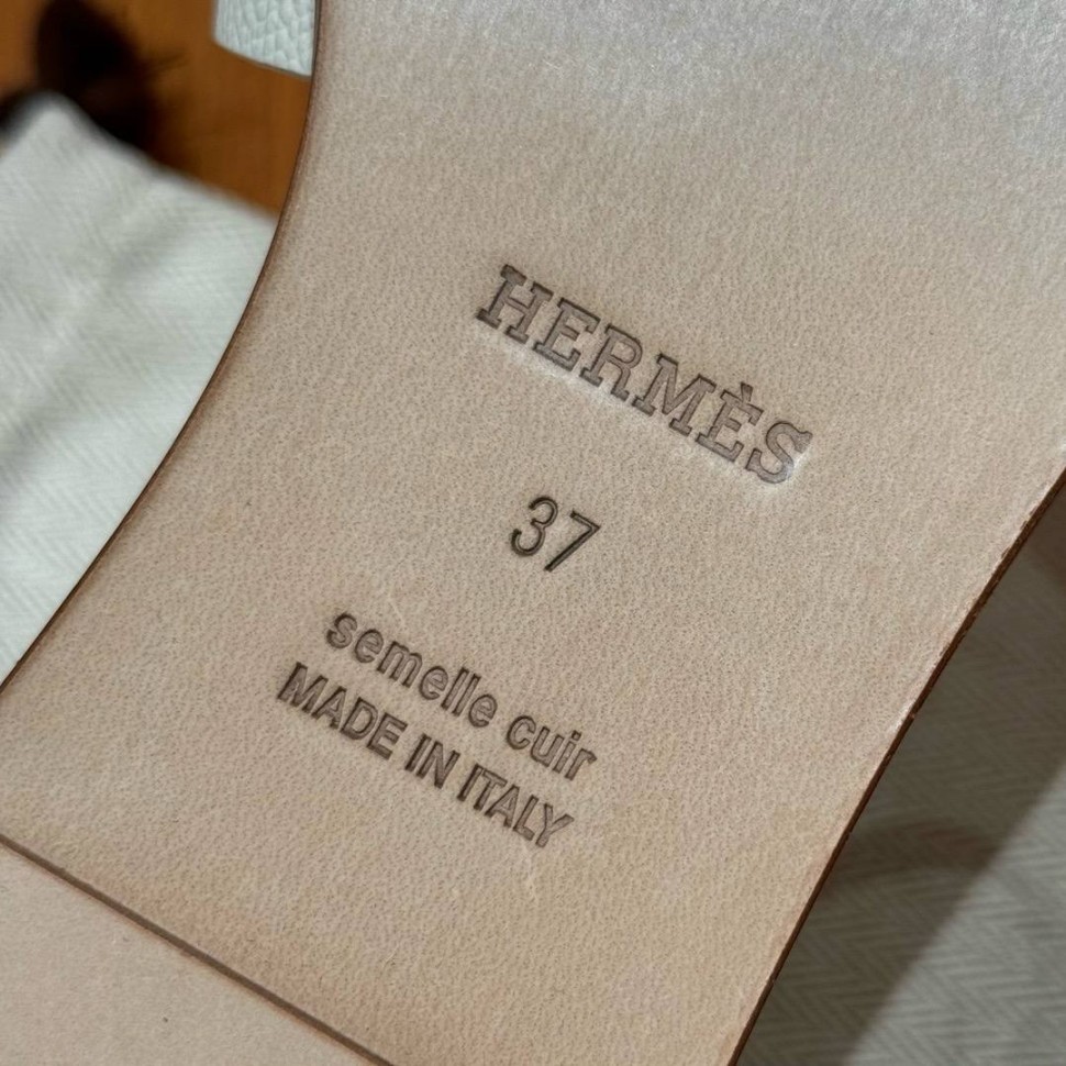 Босоножки Hermes Santorini Blanc Epsom